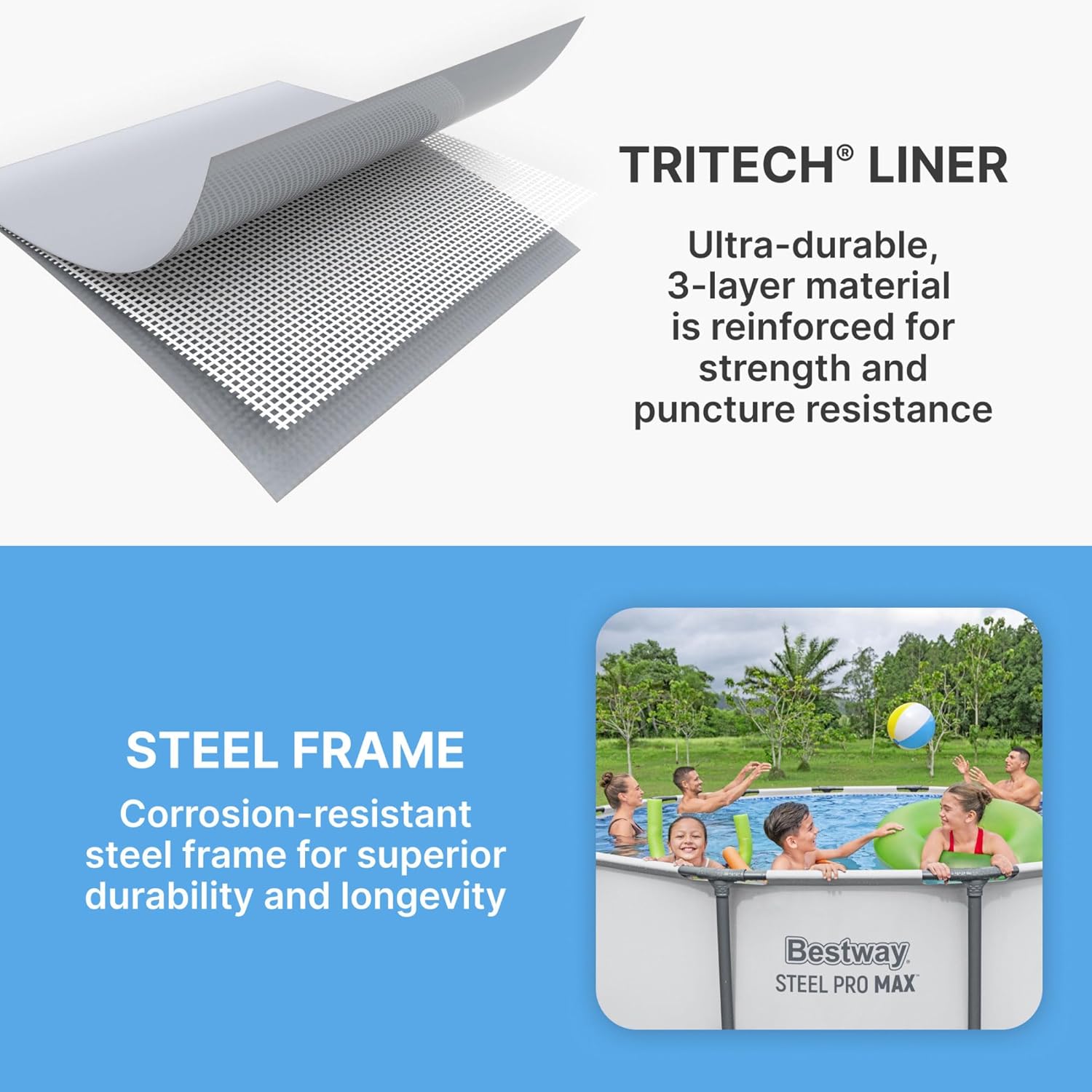 Steel Pro MAX 13' x 48inch Above Ground Pool, Round Metal Frame Outdoor Swimming Pool Set with Filter Pump, Ladder, and Cover, Gray
