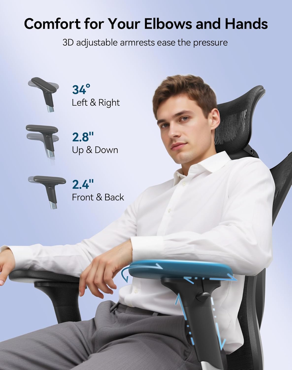 SIHOO M57 Ergonomic Mesh Office Chair, High Back Home Desk Chair with 3D Armrests, Lumbar Support and Adjustable Headrest, Comfortable Computer Chair, Big Tall Office Chair Hold 330 LBS-Black
