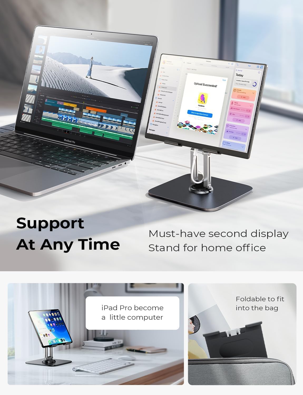 LISEN for iPad Stand Holder Adjustable Tablet Stand for Desk, 2025 for iPad Accessories Rotating Display Stand PC Office Accessories for Desk Women Kindle Table Mount/PS/Switch iPhone 12.9inch-4.7inch