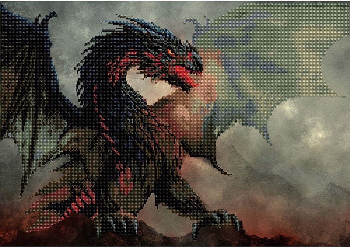 DIAMON DOT Dragon? Lai Mythica Diamon Paintin Kit fo Adult Diamon Ar Kit Relaxin Creativ Craf Ki wit Dot Gem 19.5inchx27.8inch