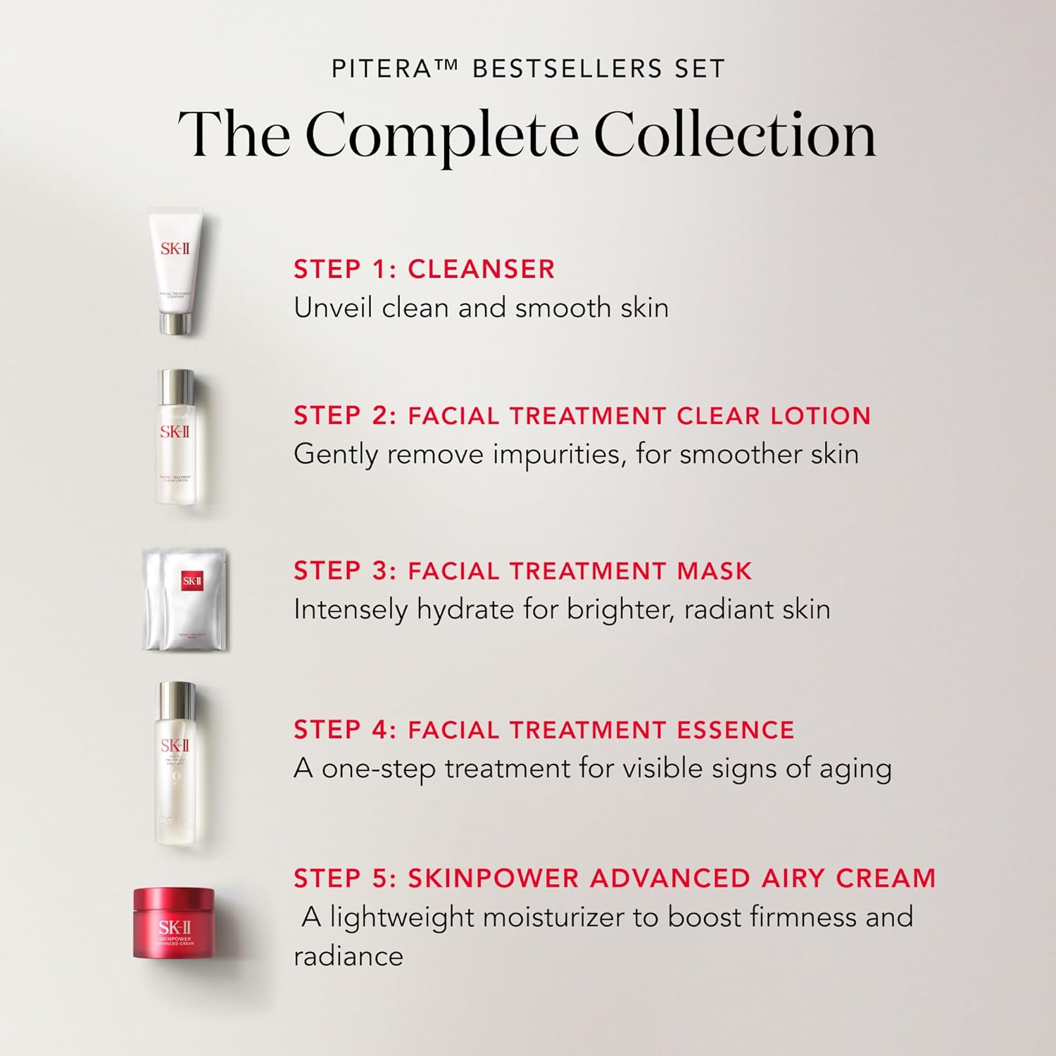 SK-I Bes Seller Skincar Gif Se Ant Agin Skincar Se Include Ful Siz Facia Essence Trave Siz Cleanser Tone Fac Crea Shee Mask ( Count)