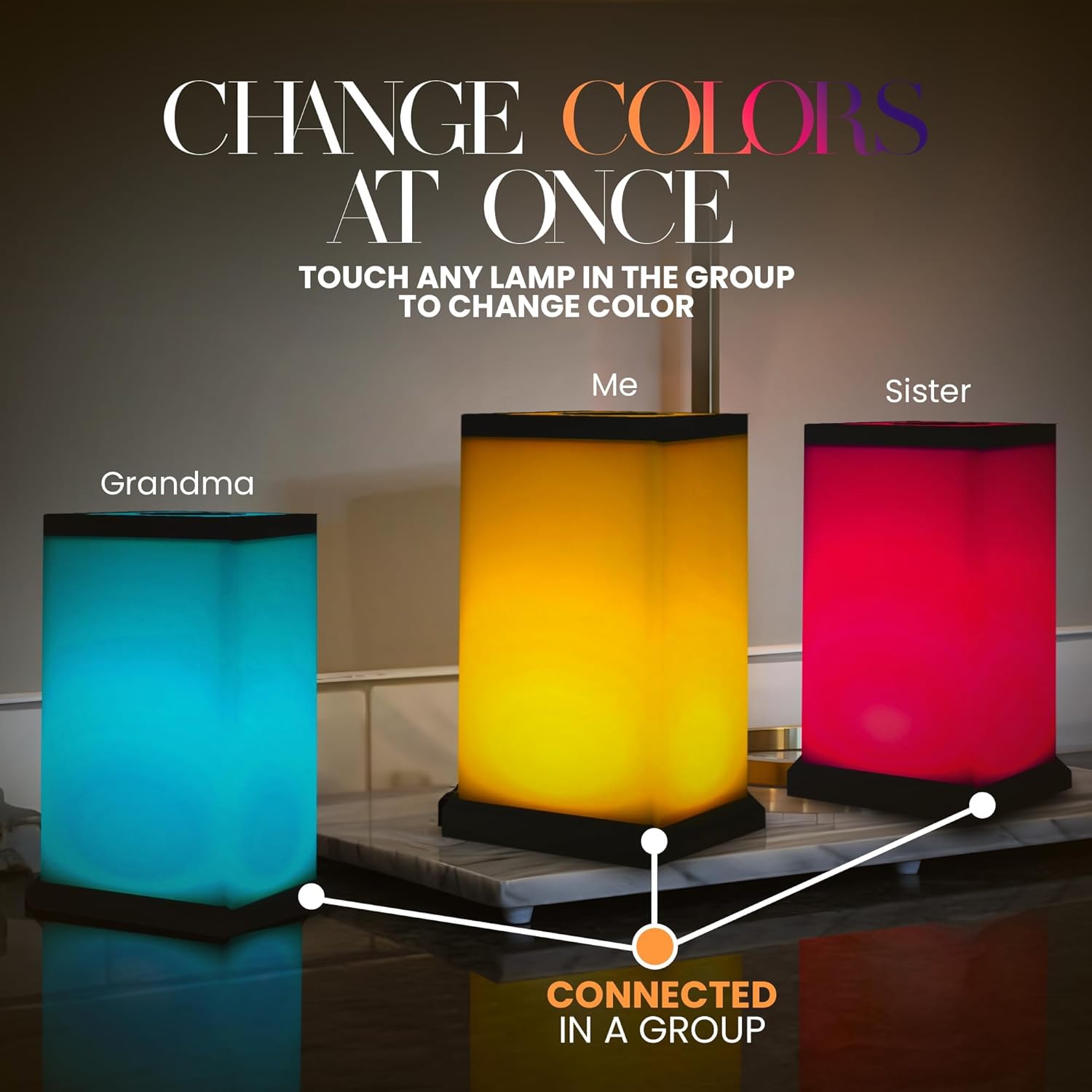 Friendship Lamp by Filimin Modern - Best Friend Lamps Wi-Fi Touch Lamp LED Light for Long-Distance, Connection, Relationship, Friendship, Gifts, Love, 200+ Colors, App Setup - Set of 2