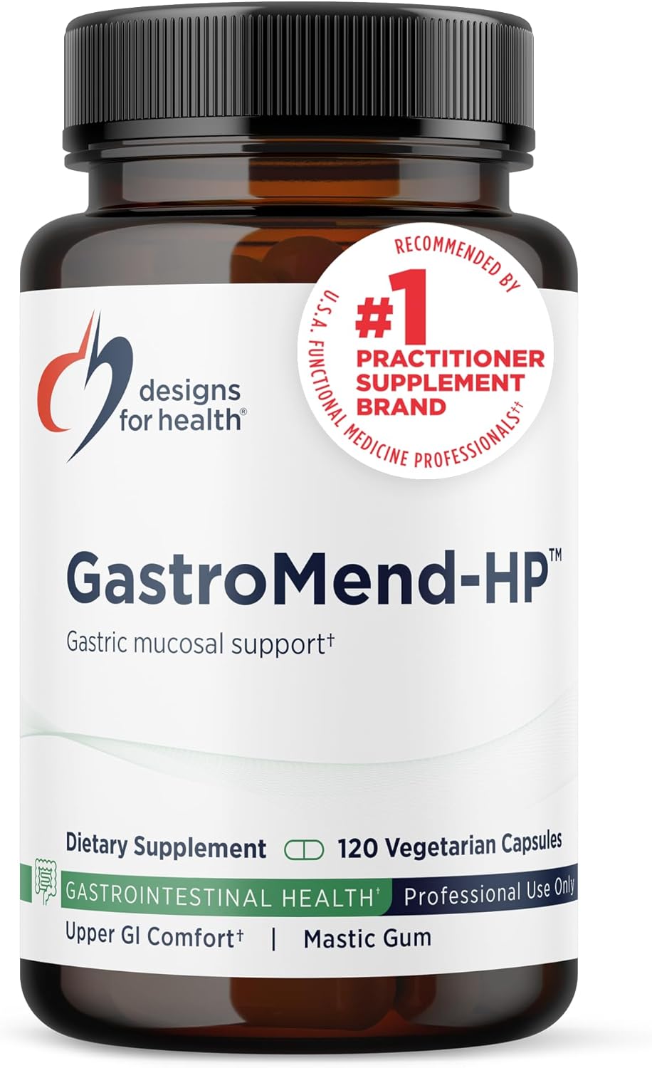 Designs for Health GastroMend HP - Gut Health Supplements - Gut Mucosa Support with Mastic Gum + DGL Licorice + 'Vitamin U' - May Help Occasional Bloating or Upset Stomach - Vegan (120 Capsules)