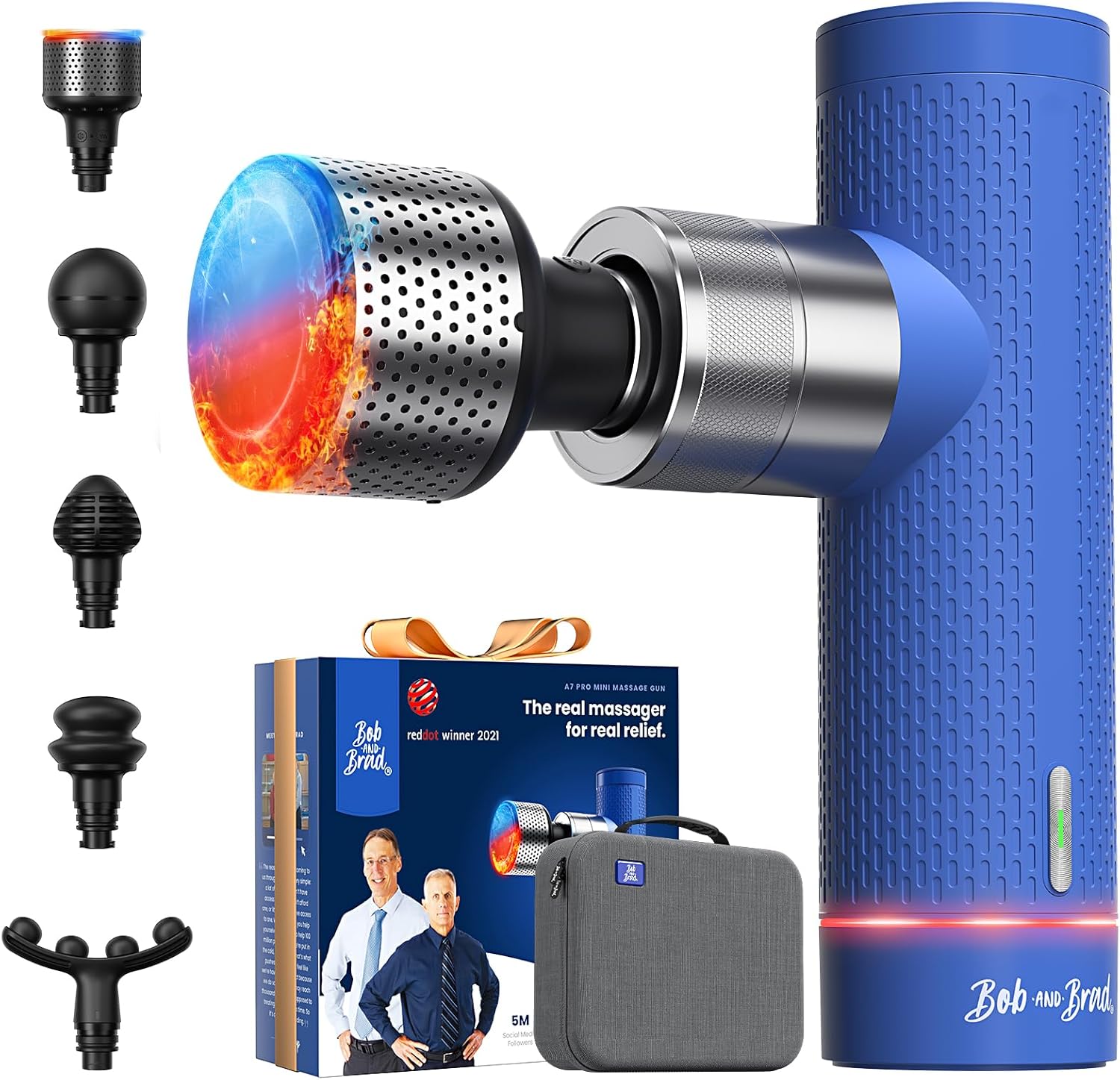 BOB AND BRAD A7 Pro Massage Gun Deep Tissue Percussion Massager with Heat & Cold Therapy ¨C 11mm Amplitude, 40lbs Stall Force ¨C Quiet Muscle Relief Gun for Athletes & Pain Recovery, FSA-HSA Eligible