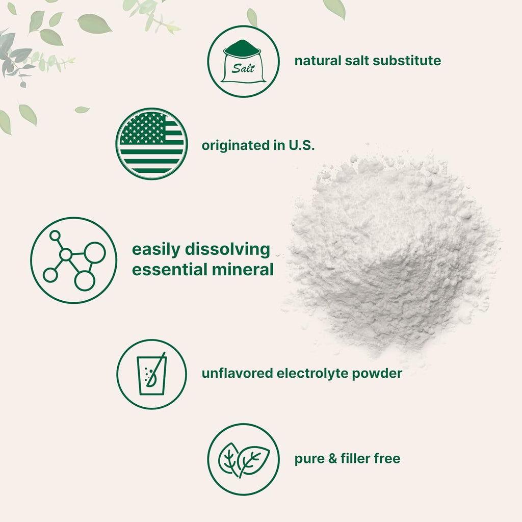 Potassiu Chlorid Powder K (3 Ounce Sal Substitut Essentia Hydratio Electrolyt Supplemen Support Minera Balance Heart Joint an Immun Healt Fille Free Dissolve Easily
