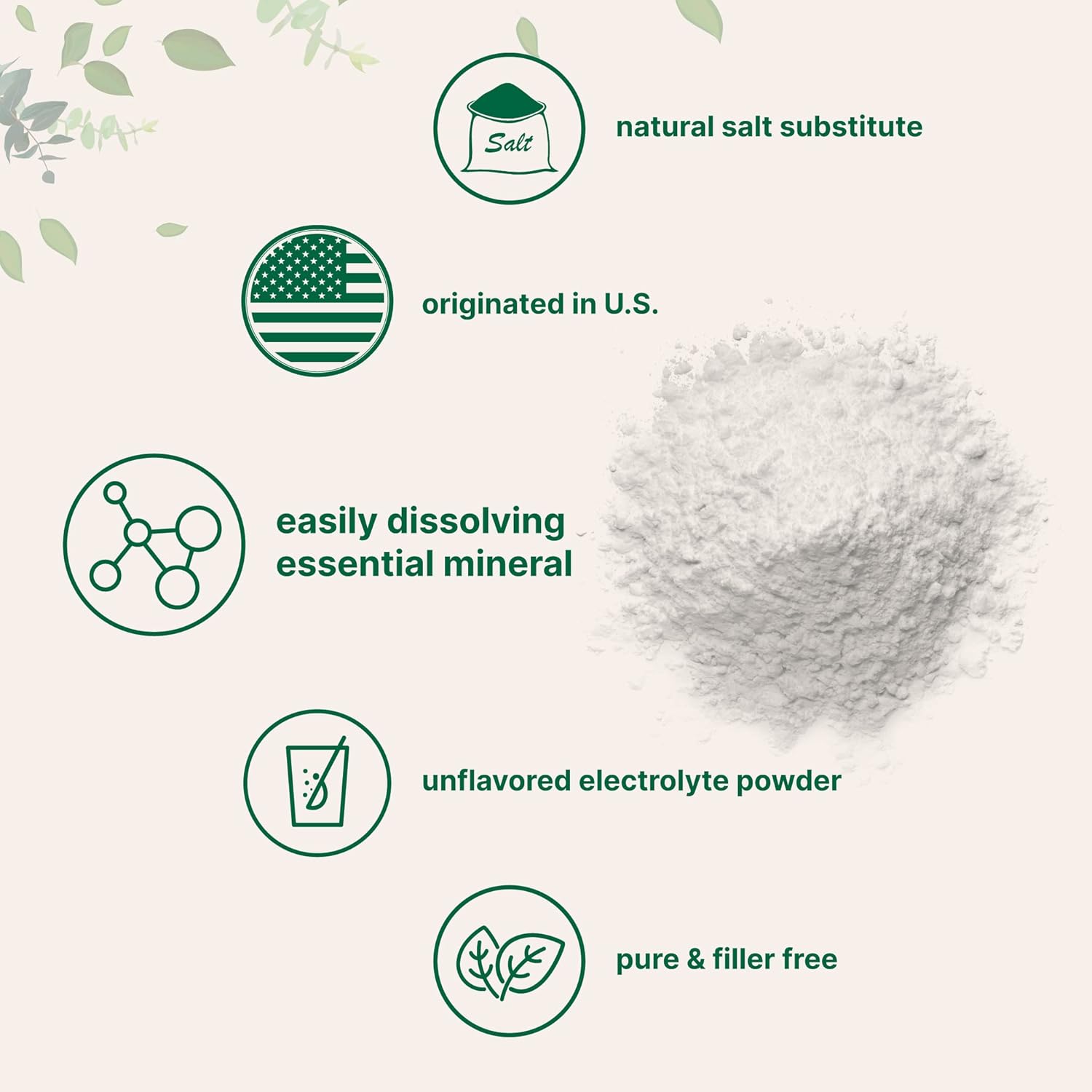 Potassiu Chlorid Powder K (3 Ounce Sal Substitut Essentia Hydratio Electrolyt Supplemen Support Minera Balance Heart Joint an Immun Healt Fille Free Dissolve Easily