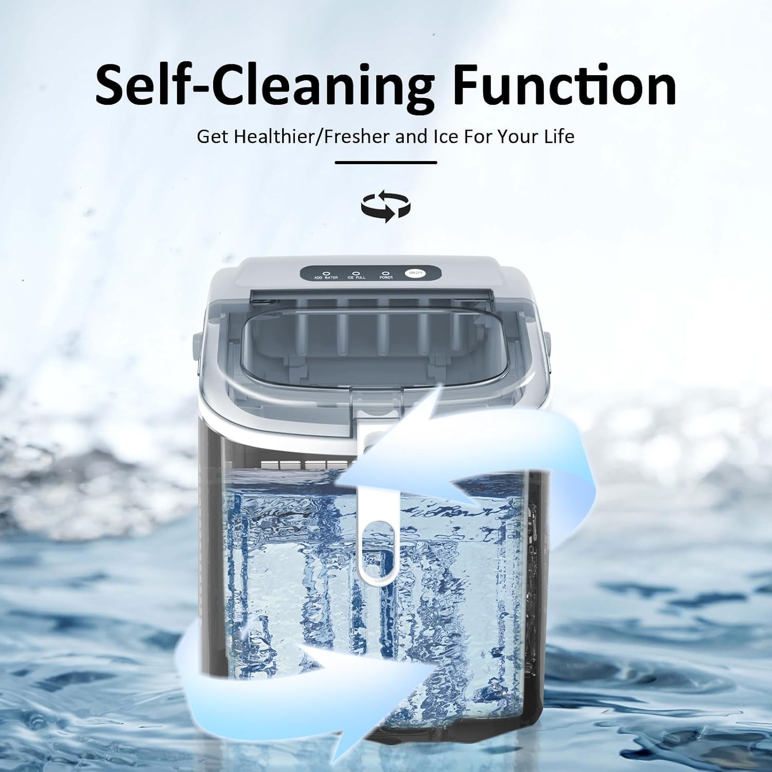 Antarcti Sta Counterto Ic Make Portabl Ic Machin wit Handle,Self-Cleanin Bulle Ic Makers 26Lbs/24H Ic Cube Read i Min fo Hom Kitche Ba Part (Grey)