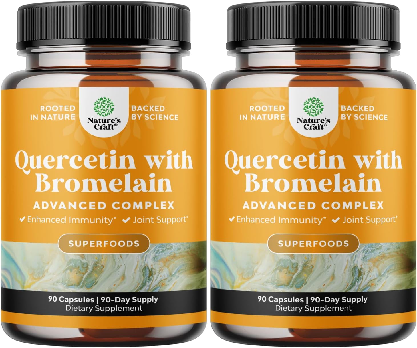 Pure Quercetin with Bromelain Supplement for Immunity - High Potent Antioxidant Bromelain Quercetin Supplement for Respiratory & Heart Health Breathe & Joint Support - Nutritional Complex - 90 Count