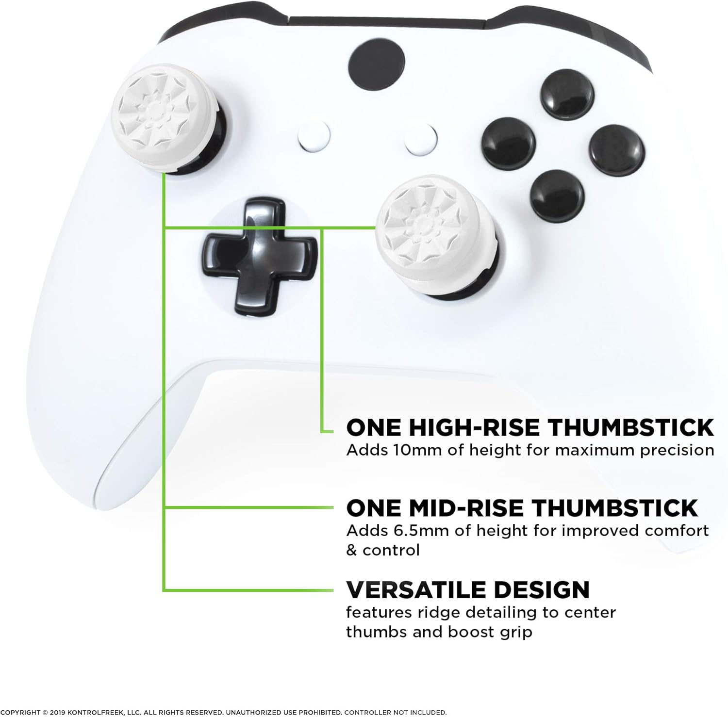 KontrolFree FP Free Galax Whit fo Xbo On an Xbo Serie Controlle Performanc Thumbstick  High-Rise Mid-Ris White