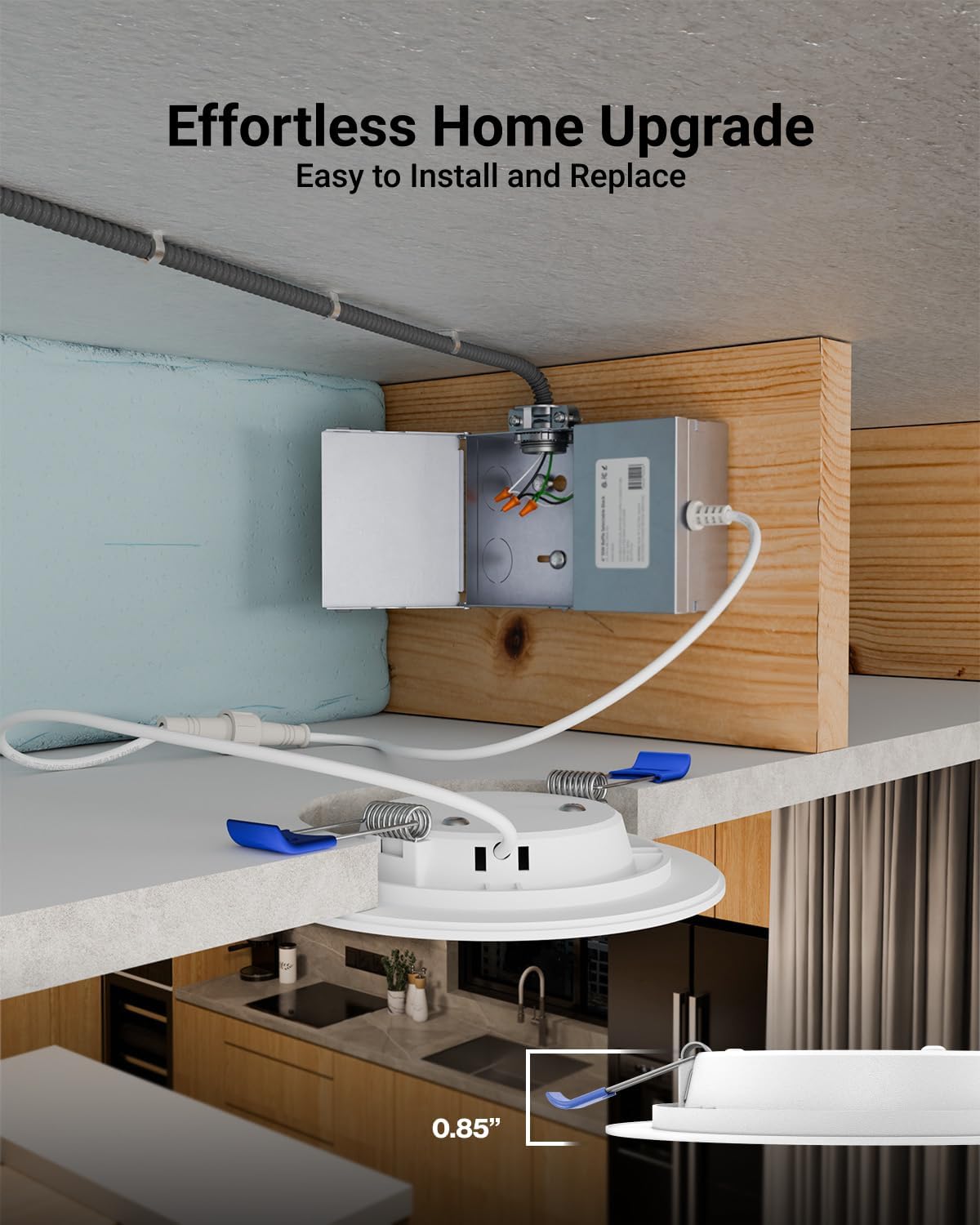 Sunco 6 Pack 4 Inch LED Recessed Lights, Slim Canless Ceiling Lighting, 650 LM, 10W (60W Equivalent), 2700K Soft White, Dimmable, Wafer Thin, Ultra Thin with Junction Box ETL.