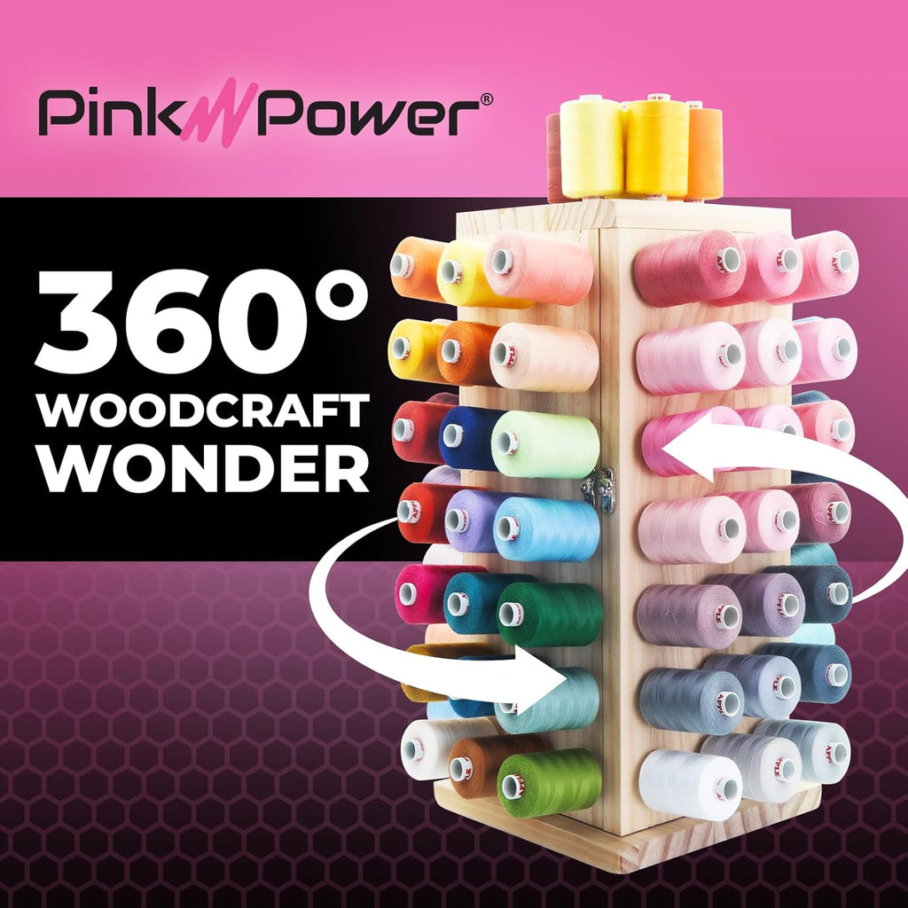 Pin Powe 8 Spool Threa Holde Stan 36 Ful Rotatin Woode Threa Organize Embroider Spoo Holde Rac Spoo Storag bo fo Sewing Quilting Jewelry an Hair-Braiding