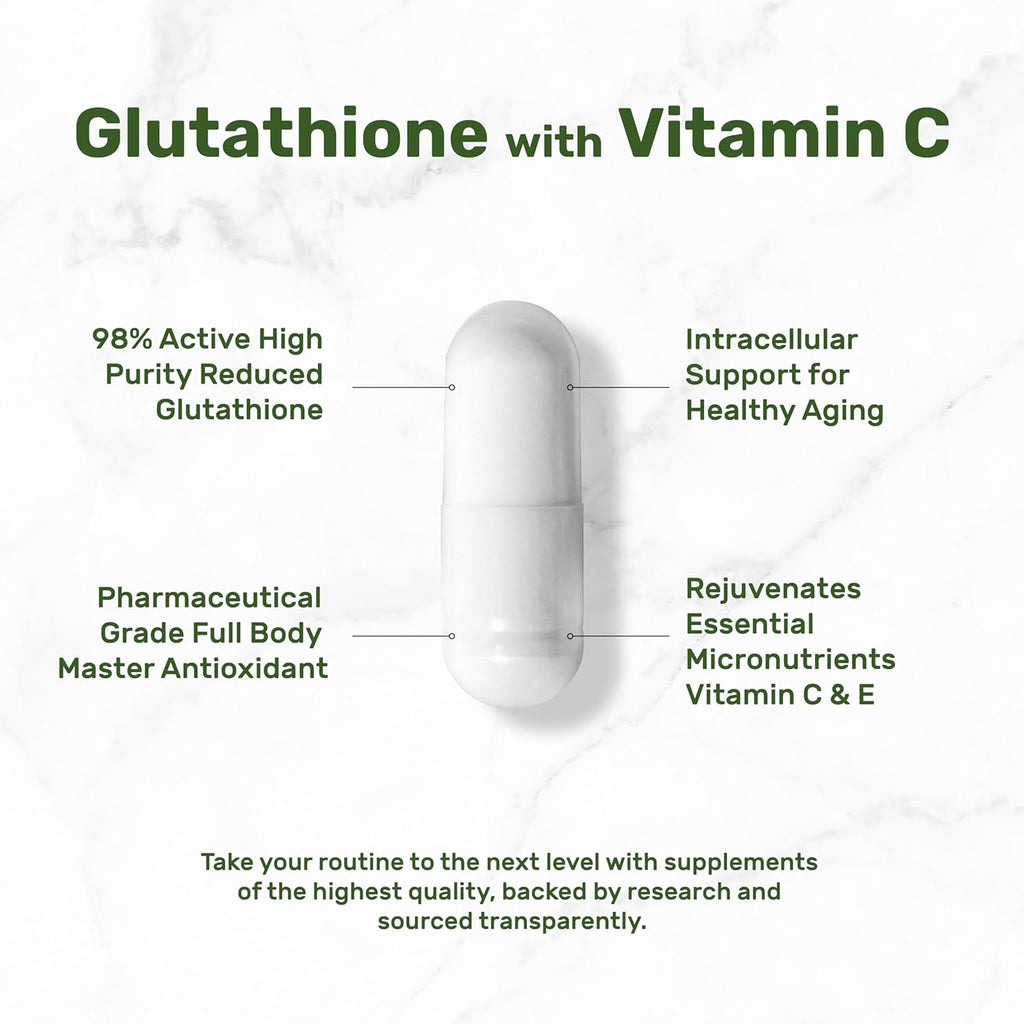 Glutathion Supplemen 1,000m Pe Serving 98 Purit Plu Vitami 500mg Activ Reduce For (GSH Intracellula Antioxidan Support Detoxificatio Immun Health