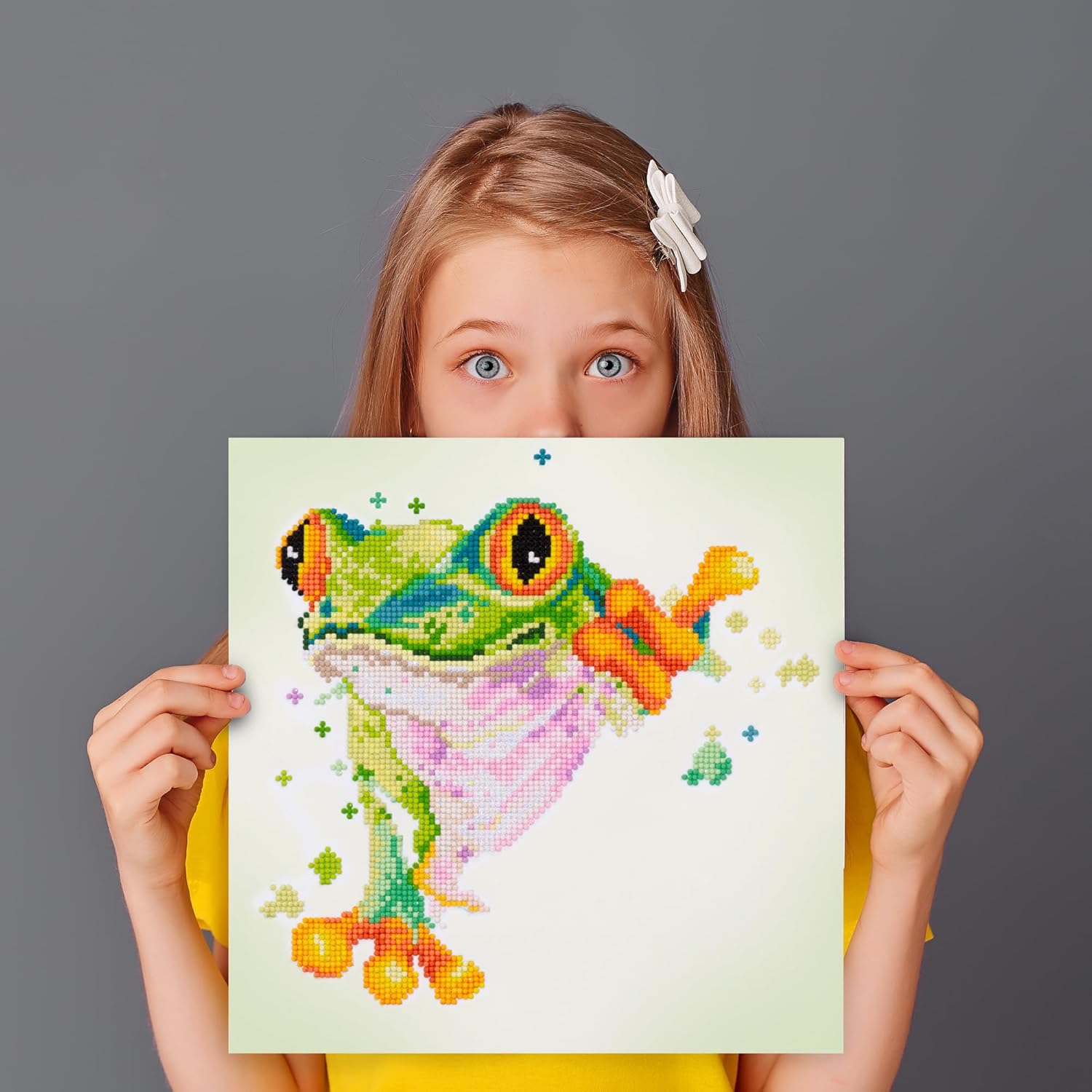 DIAMON DOT a Hom Lea Frog Partia Drill Roun Dotz Diamon Paintin Kits Diamon Ar Kit fo Adults Diamon Ar Frog Diamon Art 15.7inchx15.7inch