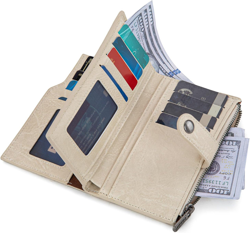 Wrangler Wallet for Women Bifold Card Holder with Zipper and ID Window