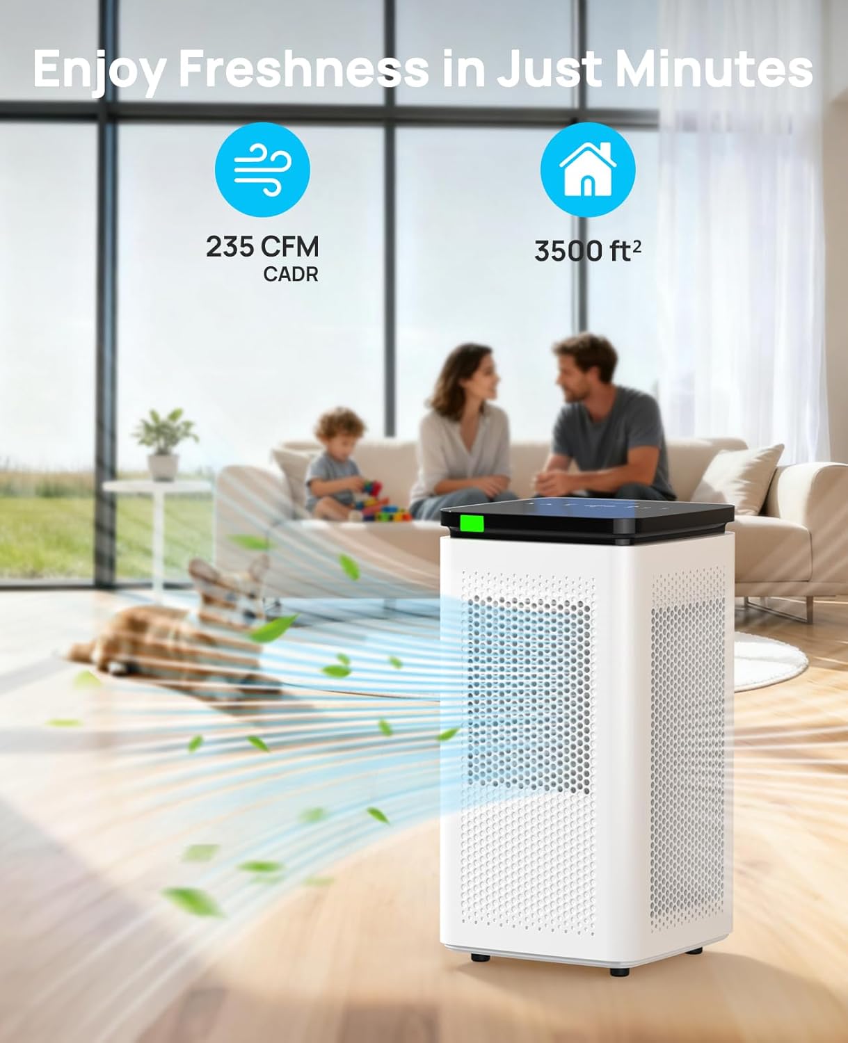 Ai Purifier fo Hom Larg Room u t 350 Ft2 H1 Tru HEP 0. Micro 99.97 Filtratio wit Carbo Filter 23 CF CADR Remove Allergens Pe Odor Smoke VOCs 30d Slee Mode PM2. Display