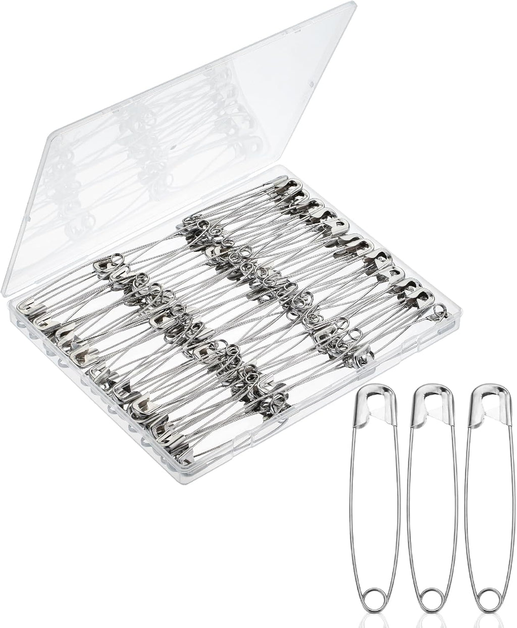 3 Inch Large Heavy Duty Safety Pins, 100 Pack for Clothes