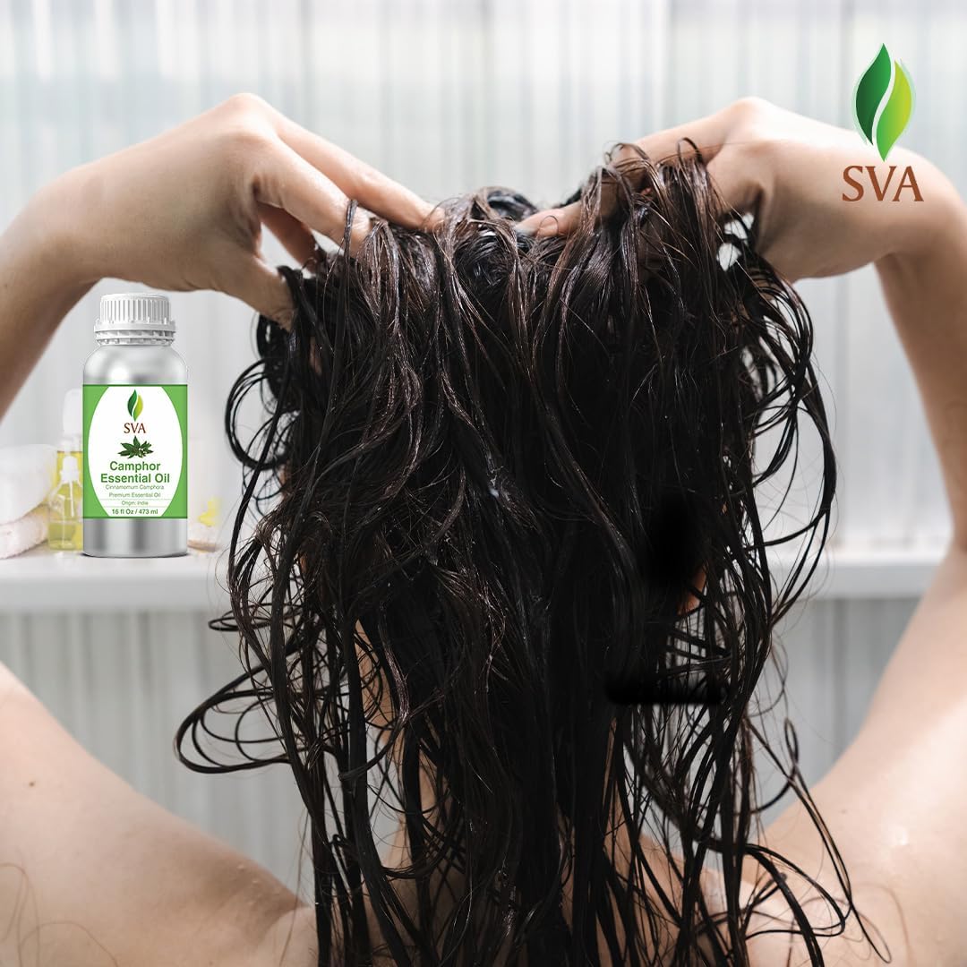 SVA Camphor Essential Oil ¨C 16 Fl Oz ¨C 100% Natural Camphor Oil - for Diffuser, Hair Care, Face, Skin Care, Aromatherapy, Scalp and Body Massage, Soap and Candle Making