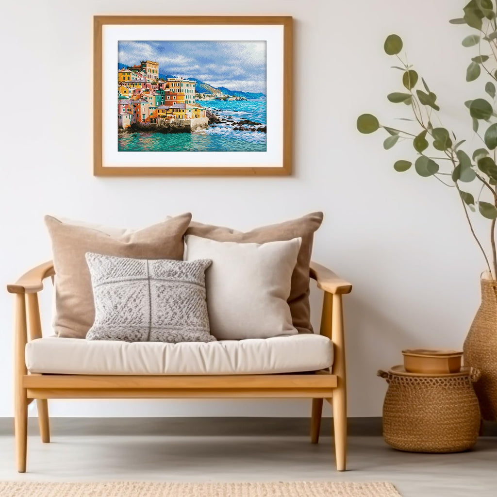 DIAMON DOT Winte Da View Boccadasse Genoa Ital Diamon Paintin Kit fo Adult Diamon Ar Kit Relaxin Creativ Craf Ki wit Dot Gem 18.5x24.8