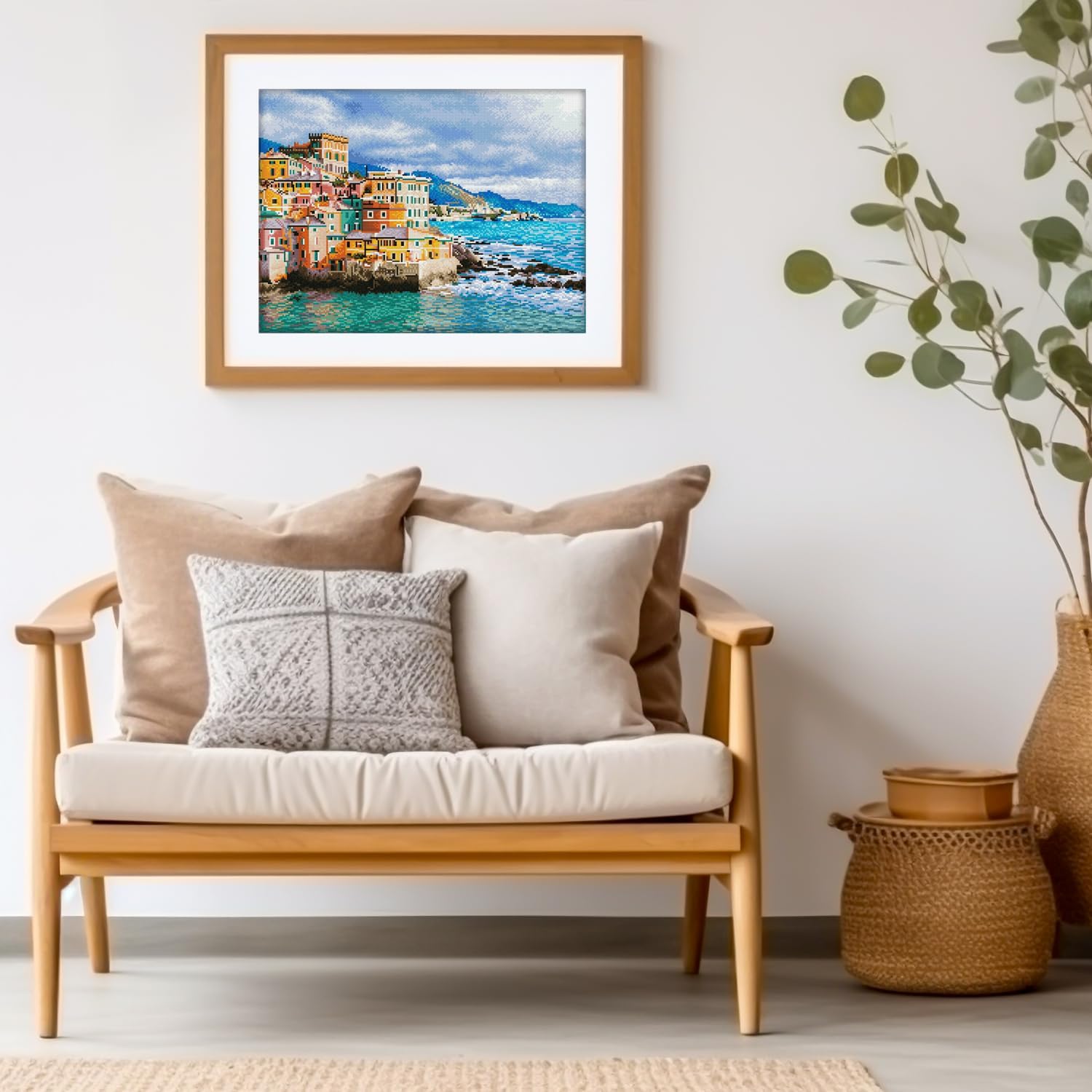 DIAMON DOT Winte Da View Boccadasse Genoa Ital Diamon Paintin Kit fo Adult Diamon Ar Kit Relaxin Creativ Craf Ki wit Dot Gem 18.5x24.8