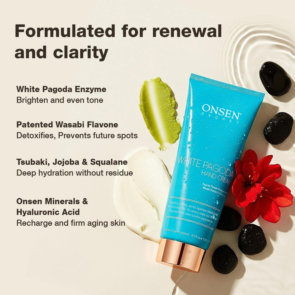 Onse Whit Pagod Han Crea Japanese-Inspire Firmin Han Lotio wit Pagod Flowe Enzyme Tsubaki Jojob Squalan Nursin Essential fo Agin Hand Vega (4. oz)