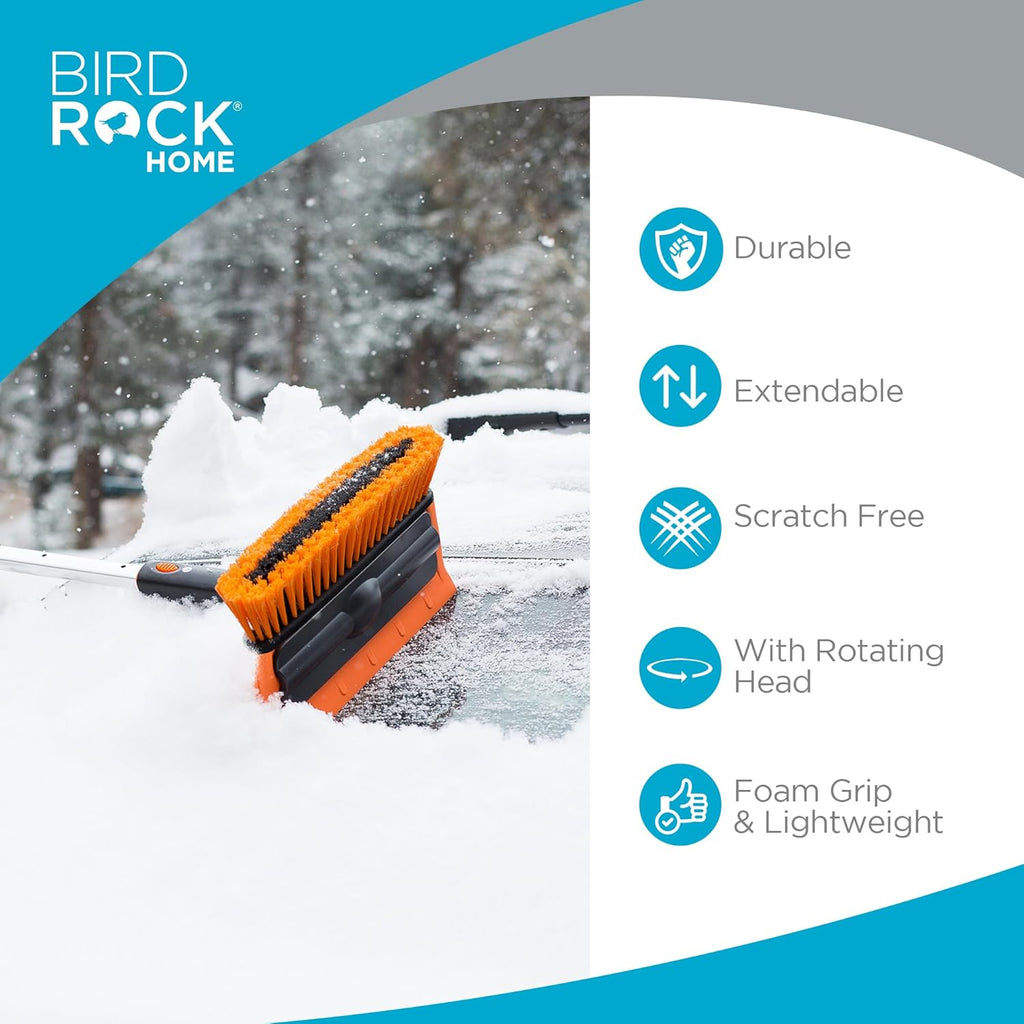 BIRDROC HOM 60inc Extendabl Ca Sno Brus an Ic Scrape Lightweigh Aluminu Sno Clearin Too w/Detachabl Ic Scrape w/Ergonomi Gri Desig 13inc Foa Bristl Hea fo Truc Ca SU RV