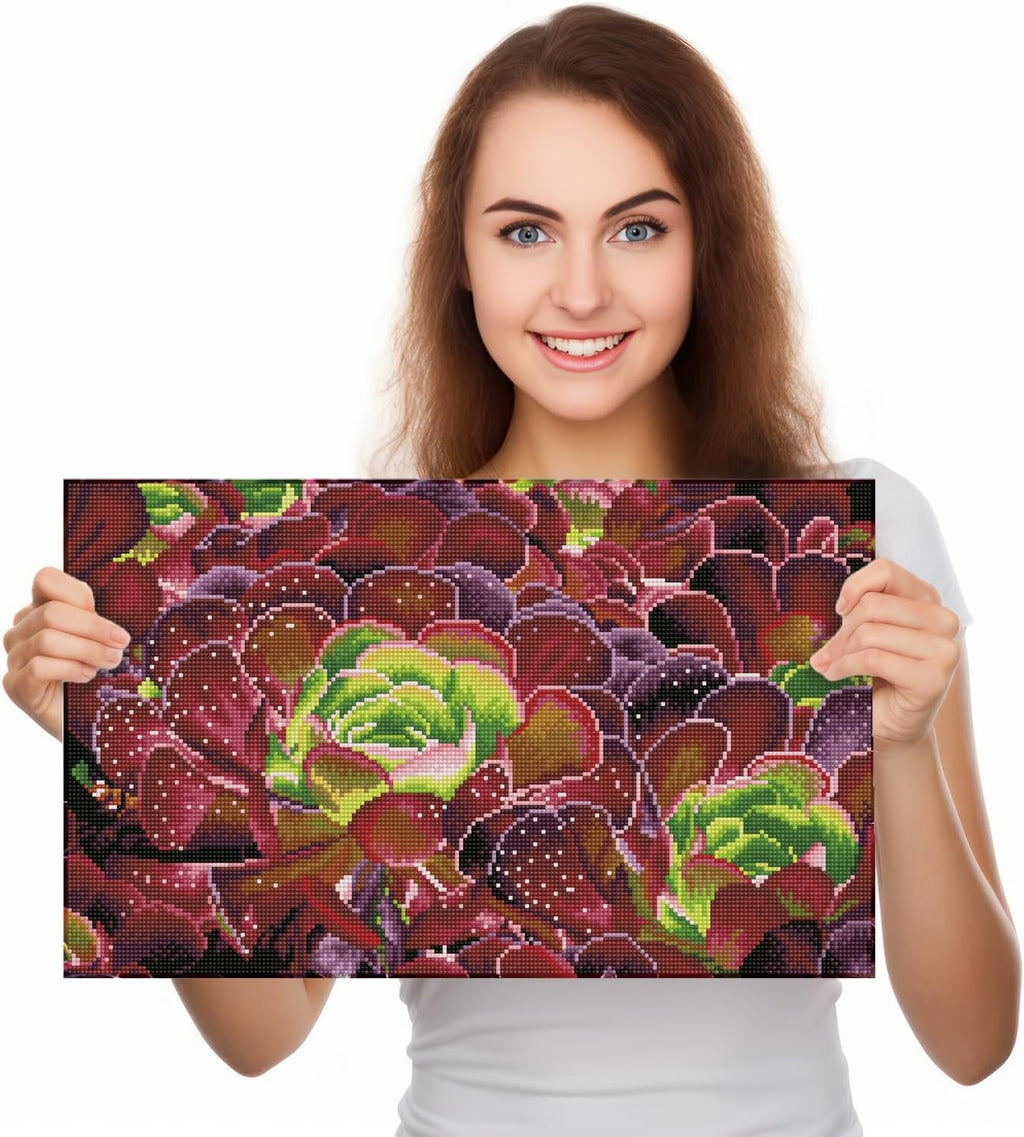 DIAMON DOT Succulent Diamon Paintin Kit fo Adult Diamon Ar Kit Relaxin Creativ Craf Ki wit Dot Gem 12.6x20.5