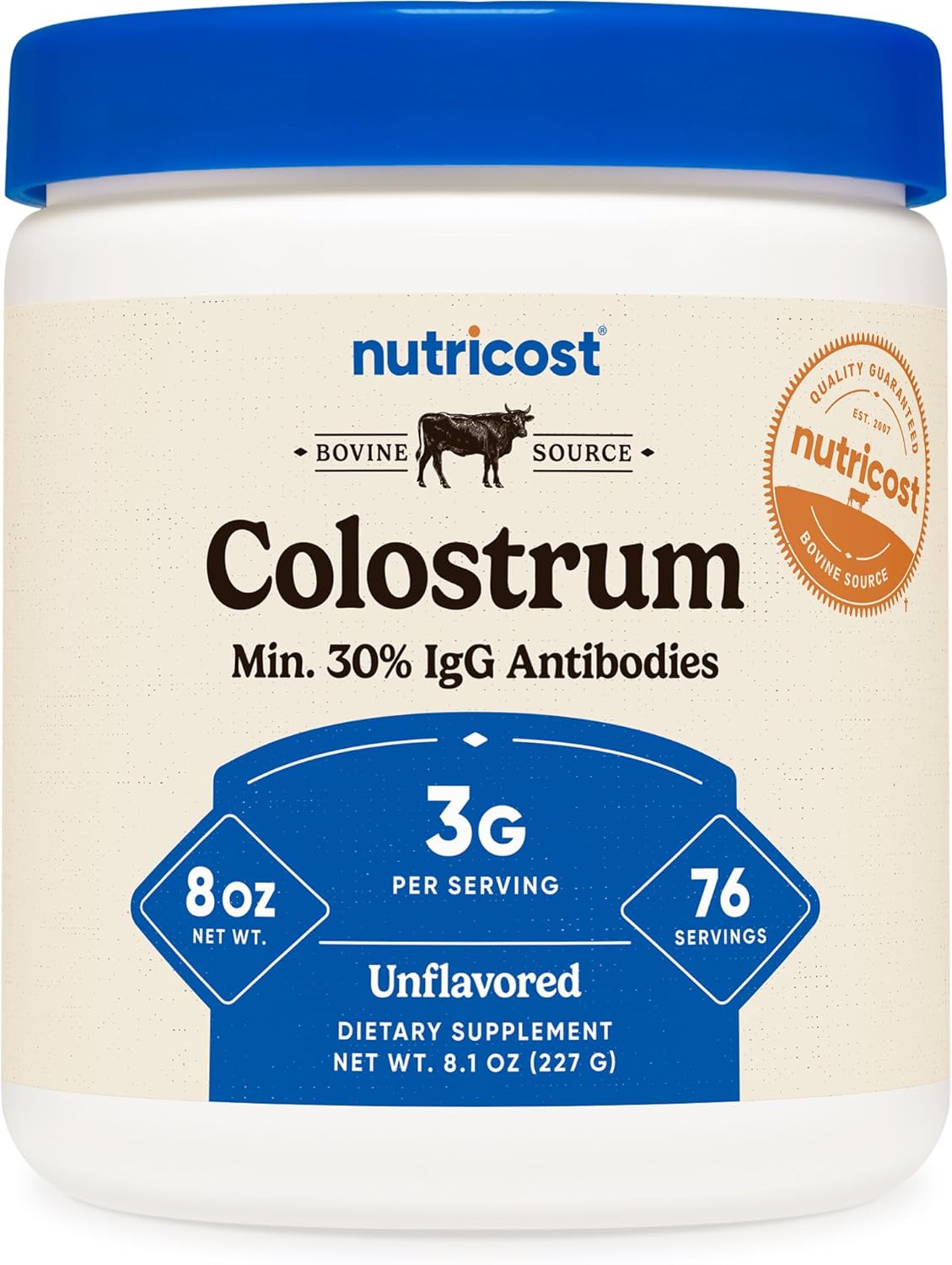 Nutricos Colostru Powde oz Lactoferri an Minimu 30 Immunoglobulin (IgG) fro Bovin Colostrum 3 Pe Serving 7 Servings