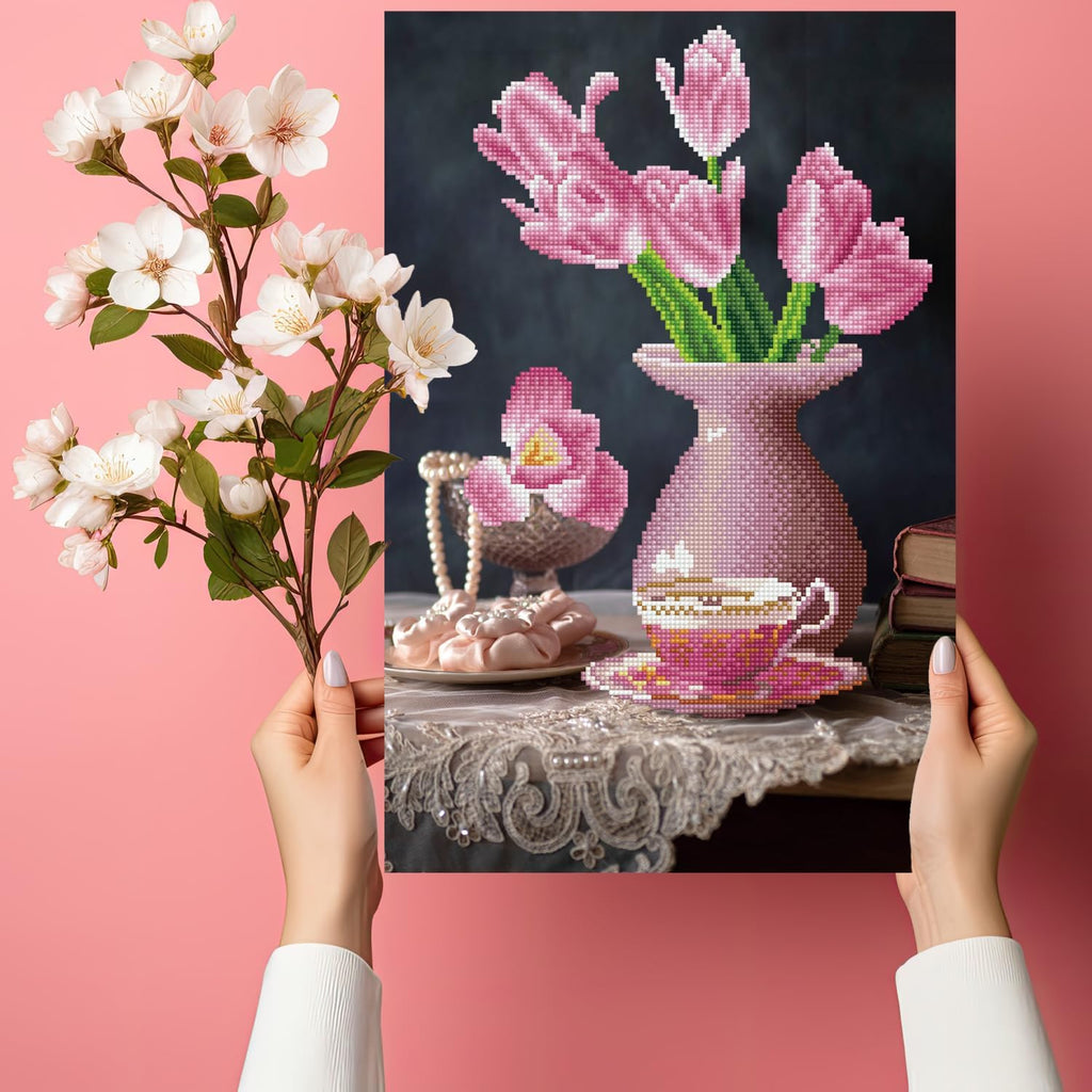 DIAMON DOT Daybrea Tulip Diamon Paintin Kit fo Adult Diamon Ar Kit Relaxin Creativ Craf Ki wit Dot Gem 13.6x20.5