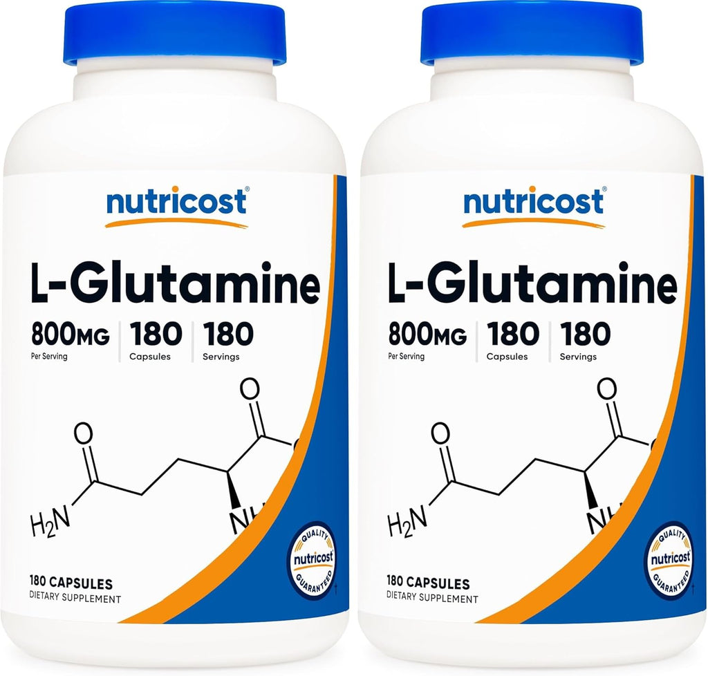 Nutricost L-Glutamine 800mg, 180 Capsules - Gluten Free, Non-GMO