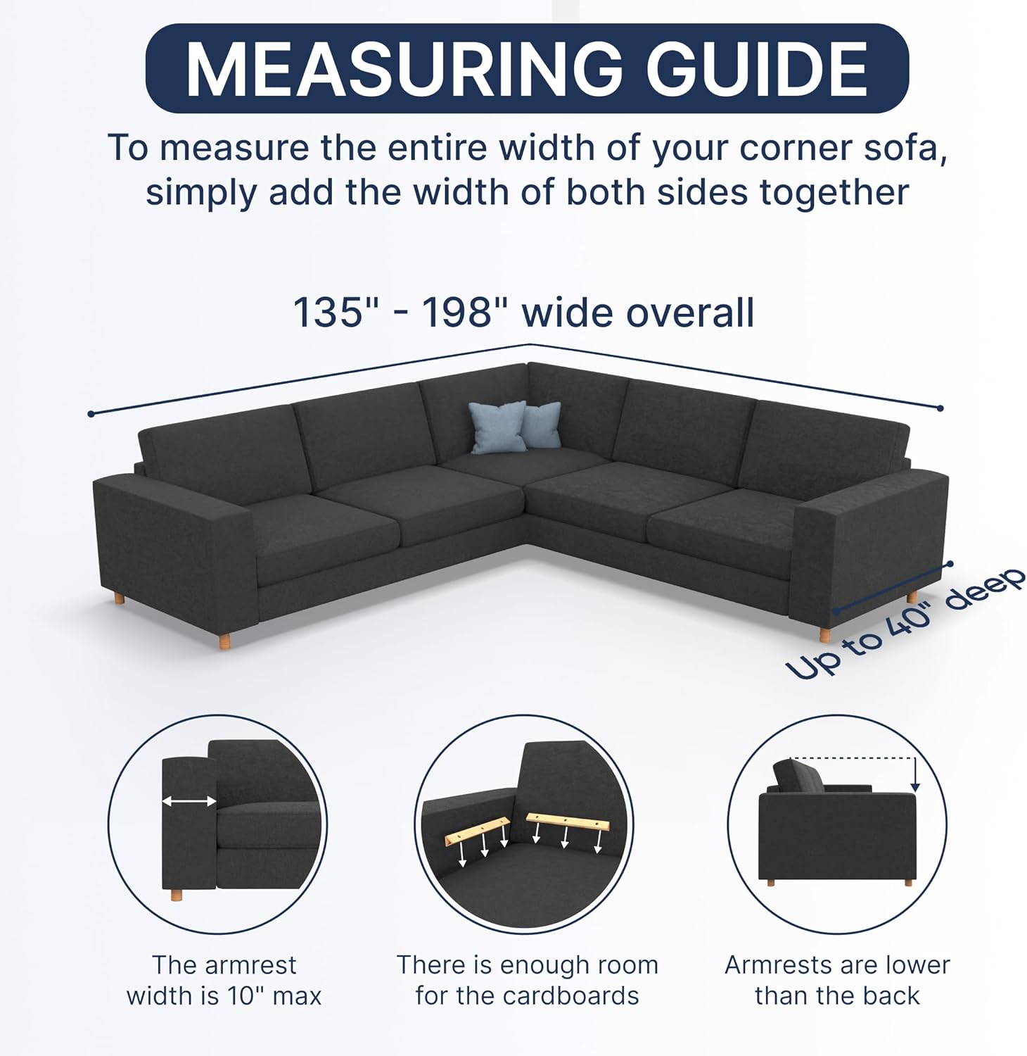PAULATO BY GA.I.CO. Corner Sectional Couch Cover - Extra Large L-Shape Couch Slipcover - Washable Polyester Sofa Covers - 1-Piece Form Fit Furniture Protector - Microfibra - Dark Grey (Corner Sofa)