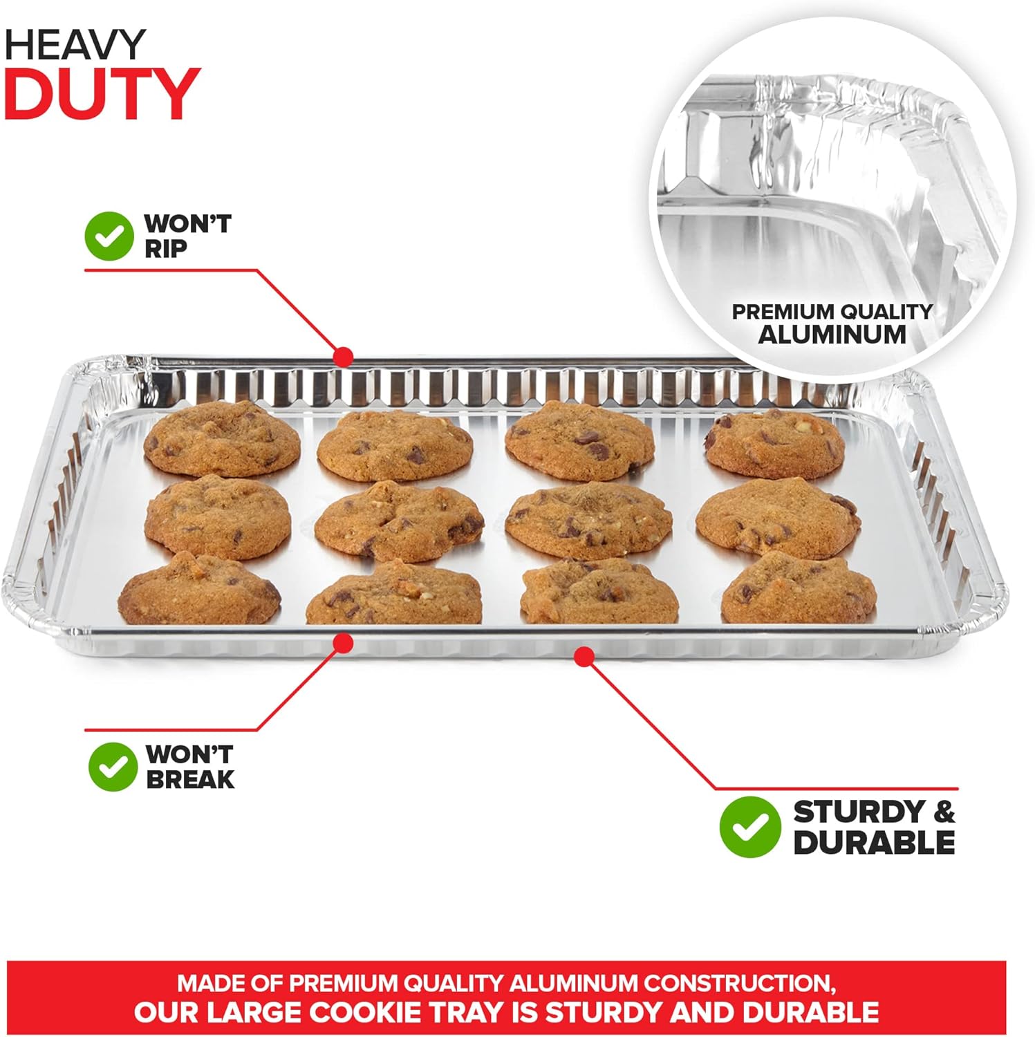 Stock Your Home Disposable Cookie Sheets for Baking (30-Pack) Aluminum Trays, Foil Pans, Shallow Sheet Pan for Cooking Thin Crust Pizza, Brownie Tins, Oven Liners