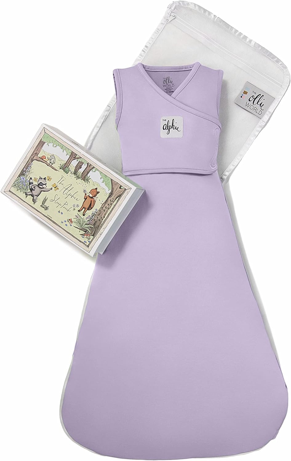 Th Olli Swaddl Alphi Slee Pouc Bab Slee Bundl 3-Wa Adjustabl Newbor Swaddl Blanke an Wearabl Slee Sac Moisture-Wicking Buttery-Sof Fabri Newbor t 1 Month (Lavender)
