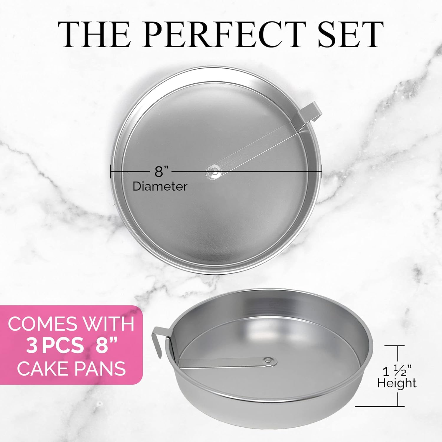 Aun Shannon' Kitche Inc Roun Cak Pans Pack Silve Cak Pa wit Built-i Swive Blade Eas Releas Cak Pan Se fo Baking Bakin Pan Se fo 3-Laye Cake Dishwashe Safe
