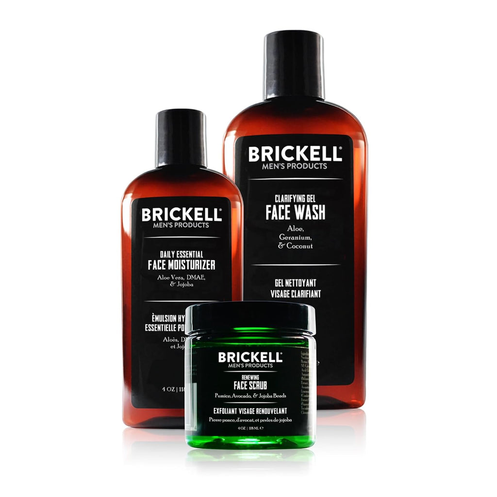 Brickel Men' Product Dail Advance Fac Car Routin I Ge Facia Cleanse Wash Fac Scrub Facia Moisturize Lotion Natura an Organi Men' Ski Car Gif Set Scented