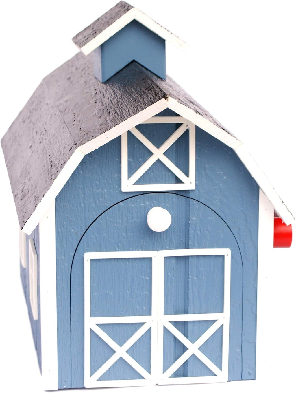 AmishToyBox.com Deluxe Wooden Mailbox, Dutch Barn Style (Country Blue with White Trim)