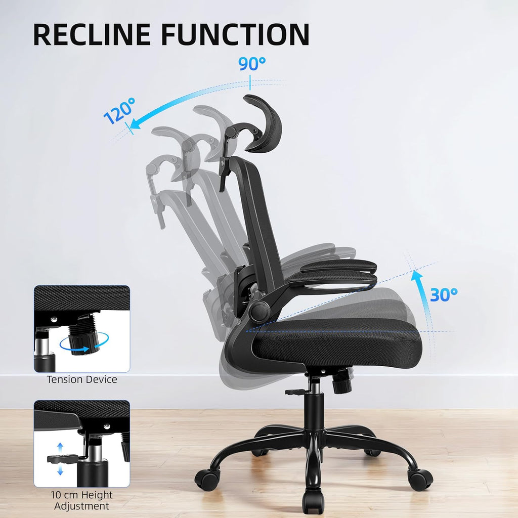 Offic Chair Ergonomi Des Chai wit Adjustabl Lumba Support Compute Chai wit Adjustabl Height&Armrest Hig Bac Hom Offic Chai Swive Chai Gamin Chai (Classi Black)