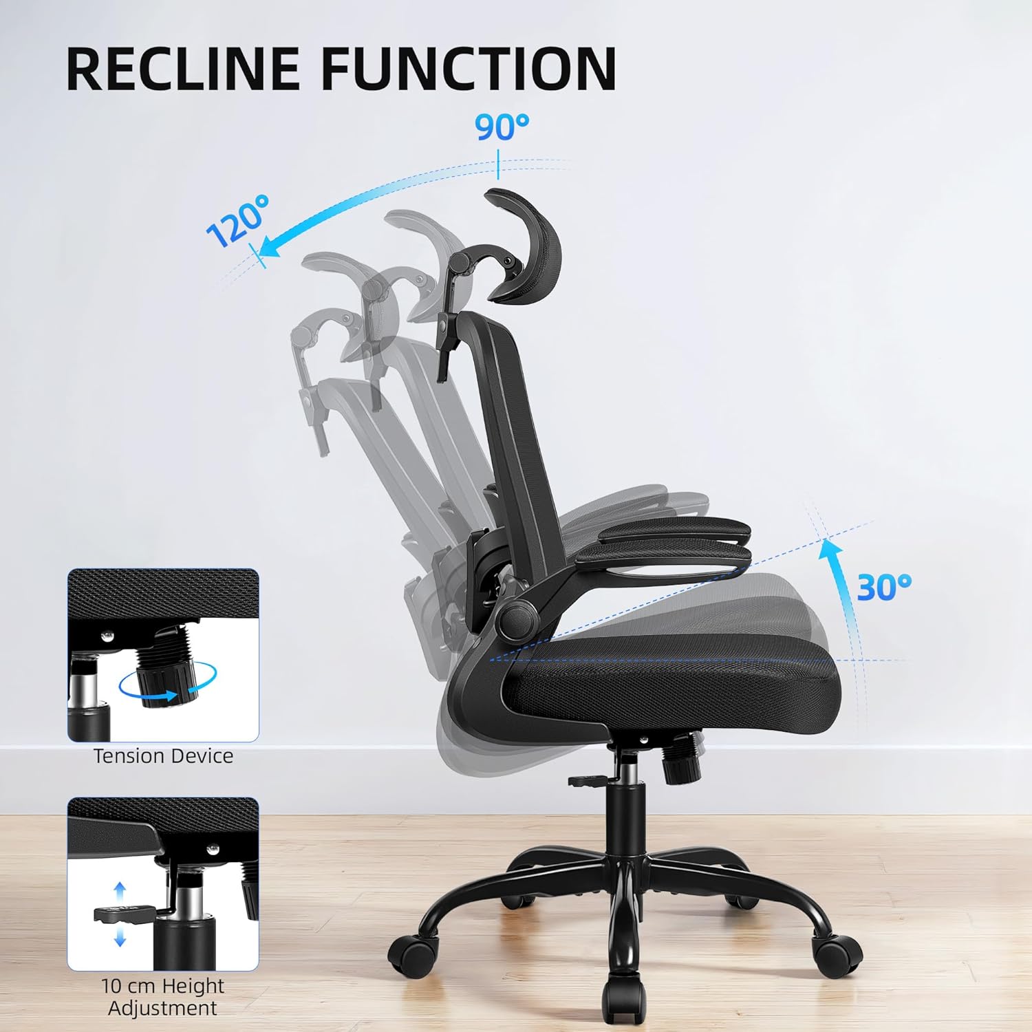 Offic Chair Ergonomi Des Chai wit Adjustabl Lumba Support Compute Chai wit Adjustabl Height&Armrest Hig Bac Hom Offic Chai Swive Chai Gamin Chai (Classi Black)