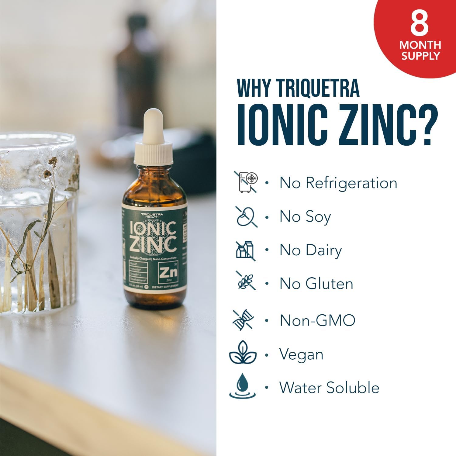 Ioni Liqui Zin  Mont Supply Adjustabl Dosin fo Adult Hig Absorption Vegan Glas Bottl Support Immun System Brai Thyroi Healt Essentia Minera Supplemen ( oz)