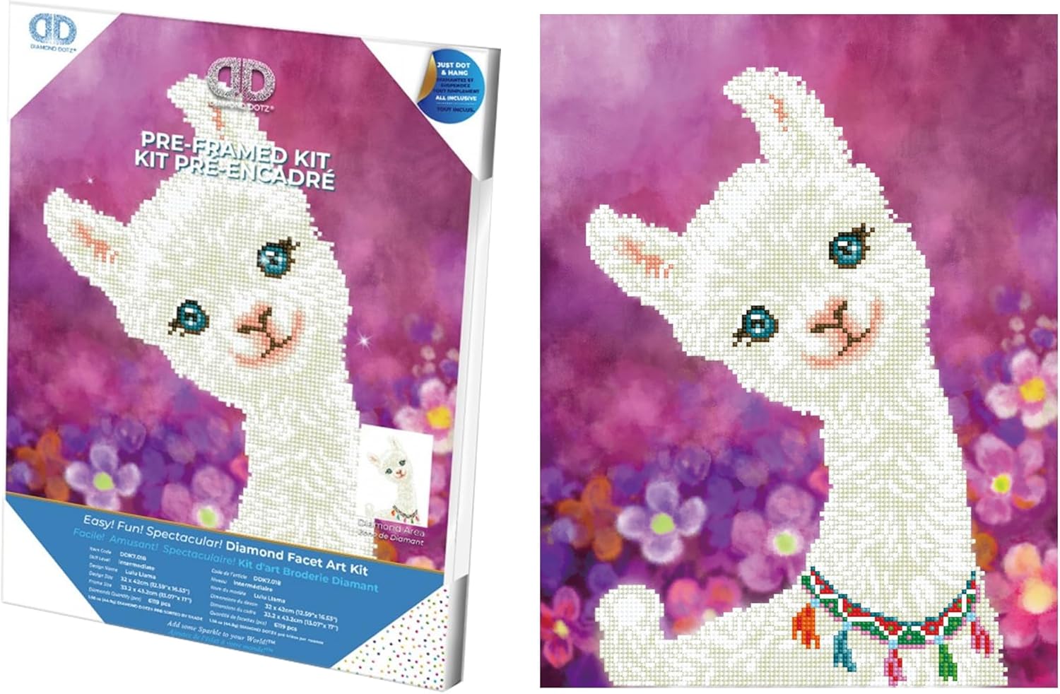DIAMON DOT Lul Llam wit Fram Anima Diamon Paintin Kit fo Adult Diamon Ar Kit Relaxin Creativ Craf Ki wit Dot Gem 12.6inchx16.5inch
