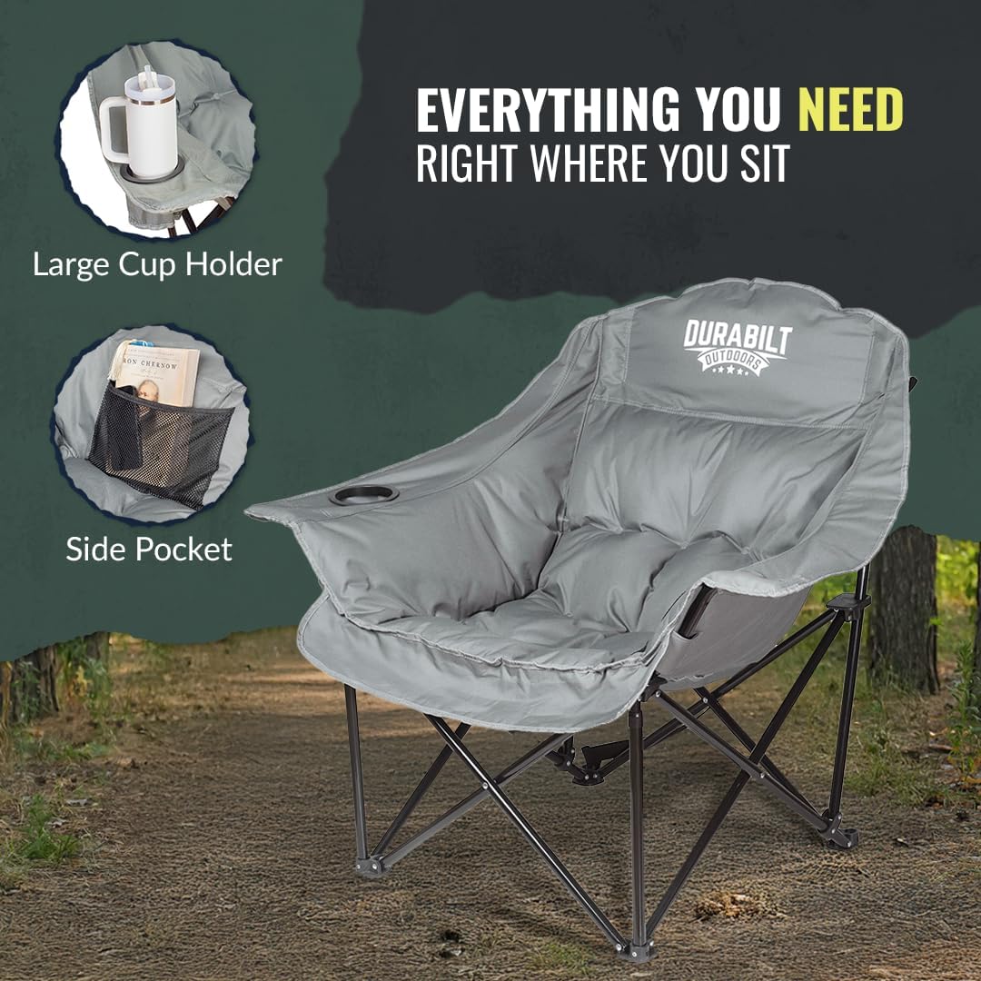 Oversize X Heav Dut Chai Wid Foldin Cam Chai fo Adults Portabl fo Sports Baseball Camping Outdoo Adventures 400lb Support Comfortabl Paddin Hea Rest Cu Holder