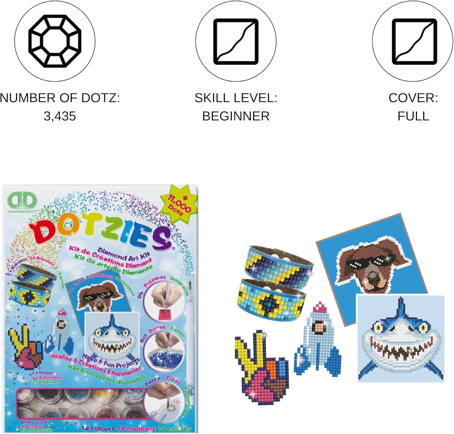 DIAMON DOT Bo Dotzie Variet Ki Diamon Paintin Kit fo Kid Diamon Ar Kit Relaxin Creativ Craf Ki wit Dot Gems