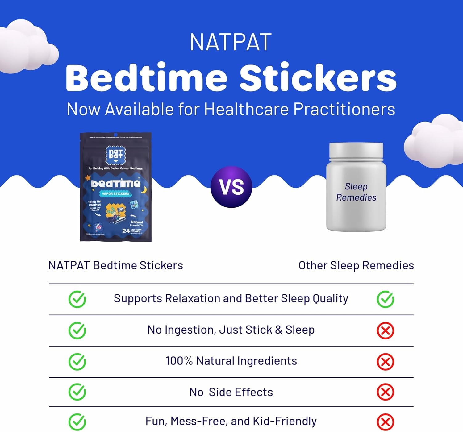 NATPA Sleep Patc Be Tim Sticker fo Kid Slee Promotin Patc Non-Toxi Solutio fo Bette Slee Chemica Dru Free Melatoni Fre Buz Patc Natura Patc (2 Pack)