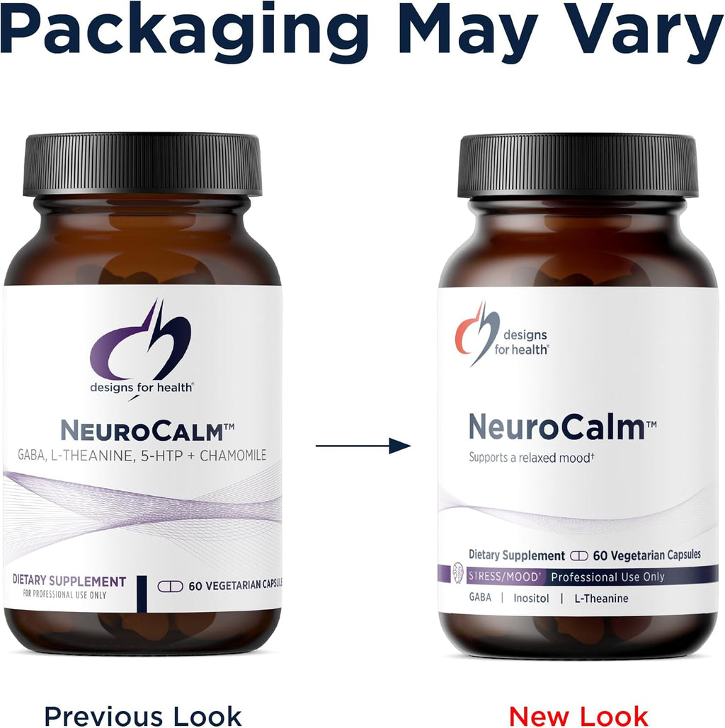 Design fo Healt NeuroCal 5HT GAB L-Theanin Supplemen fo Stres Respons Methylate B12 Vitami B6 Taurine Chamomil Magnesiu Supplemen fo Moo Suppor (6 Vega Capsules)