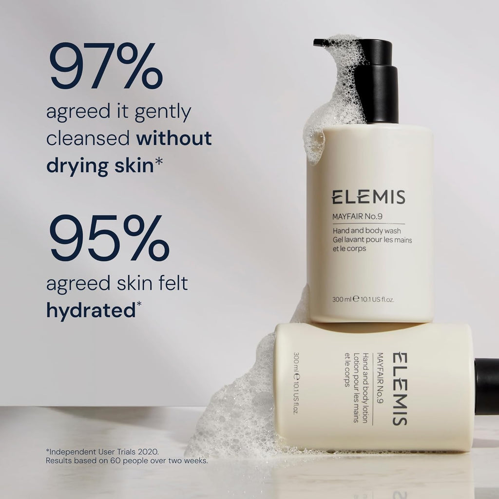 ELEMIS Mayfair No.9 Hand Body Wash, Cleanses, Hydrates, and Refreshes, 95% Biodegradable, PEG- and SLS-Free, Refillable + Recyclable Bottle, 300ml