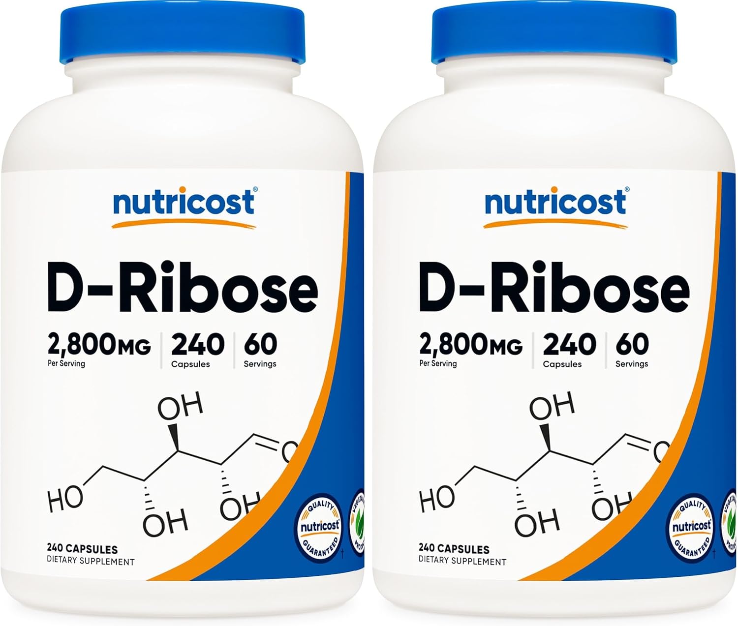 Nutricost D-Ribose 700mg (2800mg Per Serving), 240 Capsules - Vegetarian Friendly, Non-GMO, Gluten Free