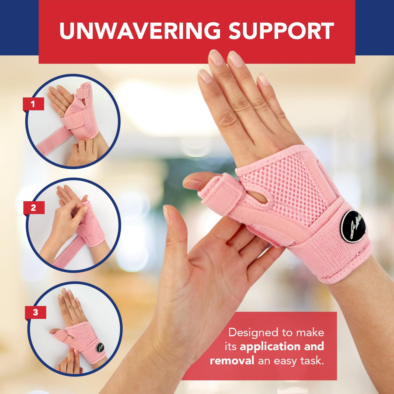 Doctor Developed Ergonomical Thumb Brace Support Right Hand or Left Hand for Arthritis Pain and Support, Thumb Spica Splint for Trigger Thumb, Thumb Stabilizer for Tendonitis, Sprain (Pink/1 Pack)