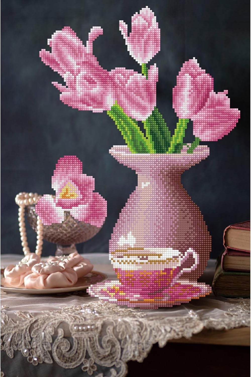 DIAMON DOT Daybrea Tulip Diamon Paintin Kit fo Adult Diamon Ar Kit Relaxin Creativ Craf Ki wit Dot Gem 13.6x20.5