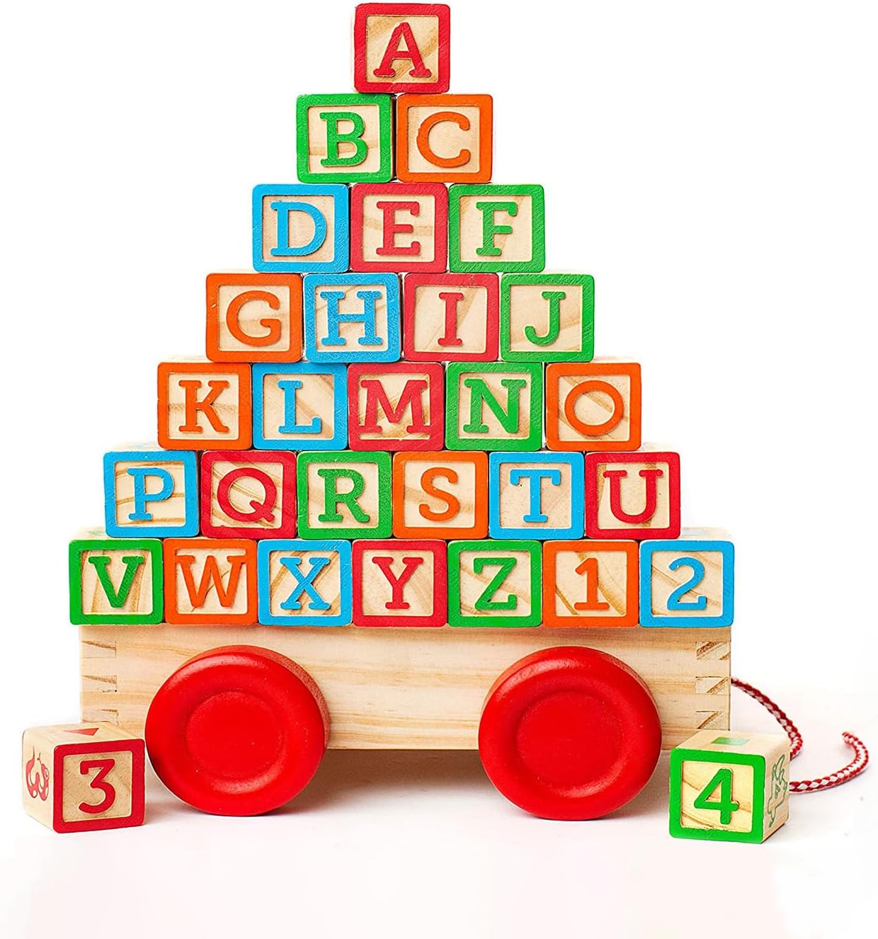 Buildin Block fo Toddler 1- Year Old 3 Larg Stackabl Woode Bab Block wit Alphabe an Numbe Icon o Ever Side To Wago Included?