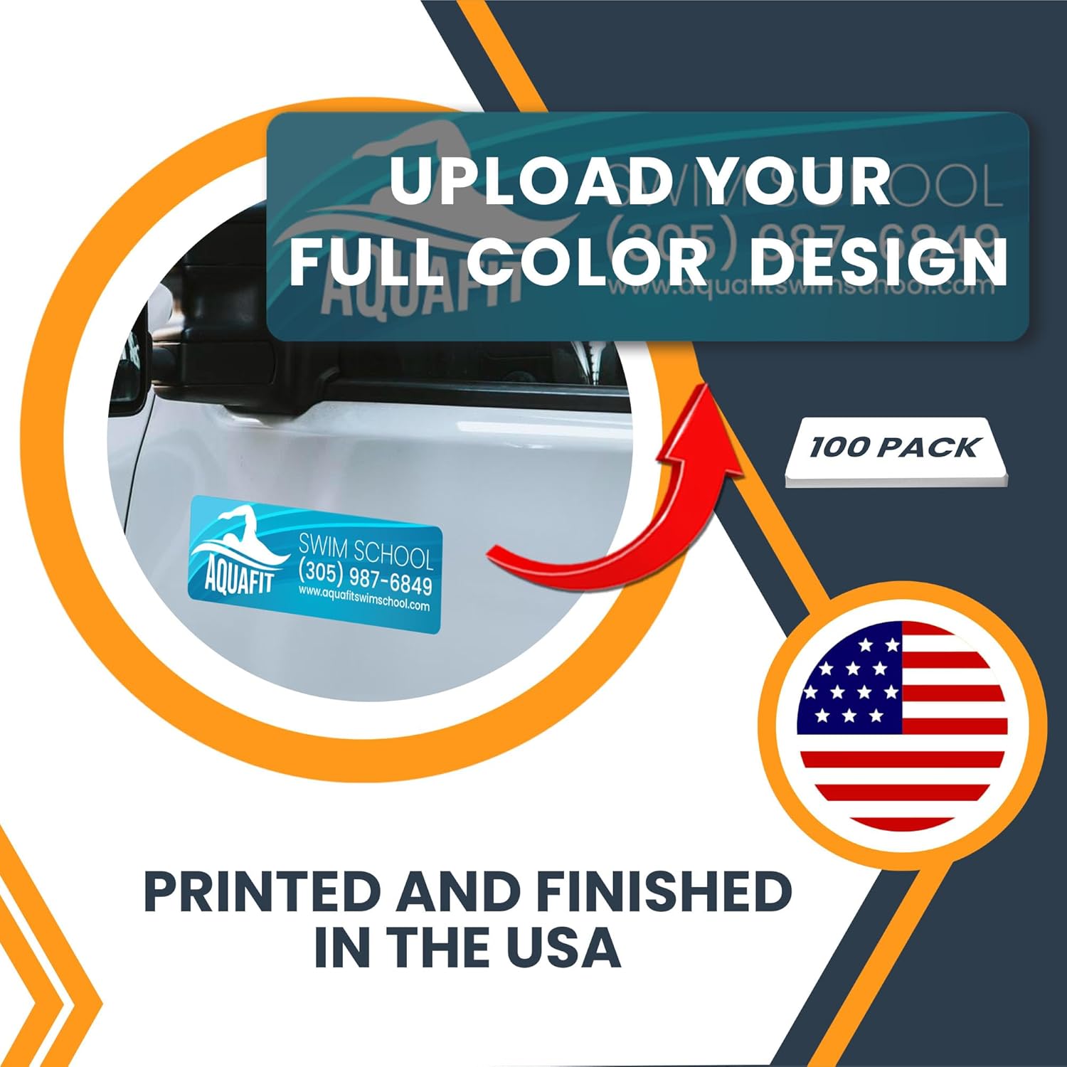 Magnet Me Up Custom 10x3 Inch Rectangle Magnet, 100 Pack, Customizable for Businesses, Personal Use, Choose Your Text, Upload Image, Magnetic Vinyl for Car and Any Magnetic Surface, Crafted in USA