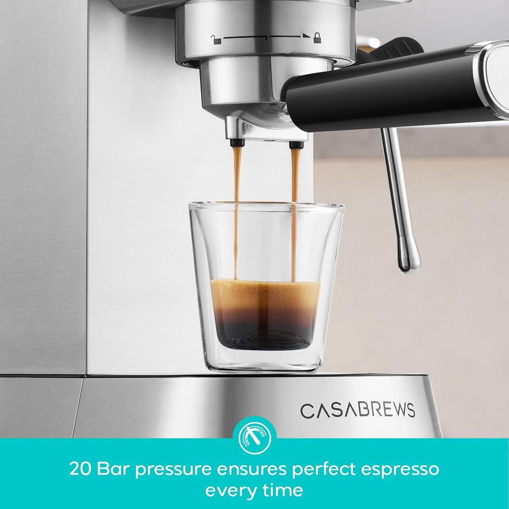 CASABREW 541 PR Espress Machin 2 Bar Upgrade Espress Make wit Powerfu Stea Mil Frother Stainles Stee Coffe Machin wit Fas Heatin Syste fo Cappuccino Latte Silver